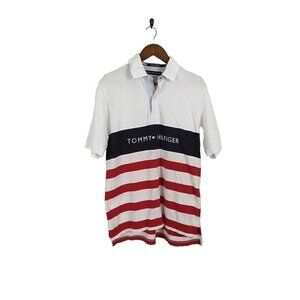 Tommy Hilfiger Shirt Men's Size M White Polo American Spell Out